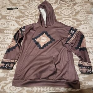 Brown Geometric Pattern Hoodie